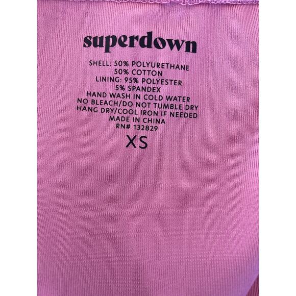 Revolve Superdown Swim Bikini Bottom Natalia Stretch Pink Metallic - Picture 7 of 9